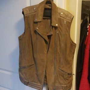 All saints sleeveless jacket leather cohen